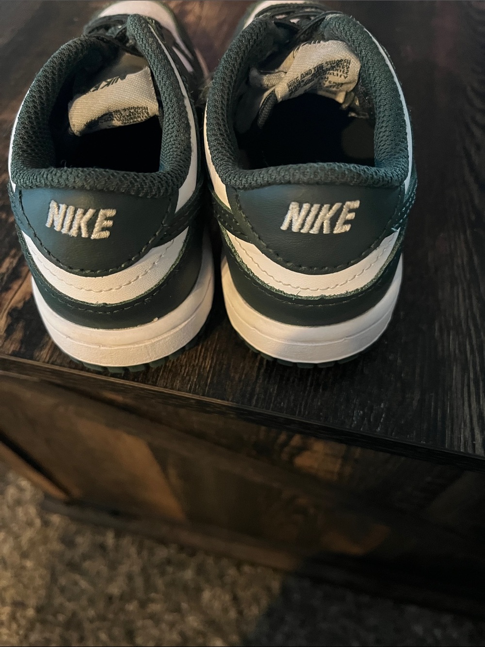 Nike Kids Dark Green and White Low-Top Sneakers - Picture 2 of 4